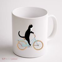 Cat On A Bike Funny Coffee Mug thumb 1