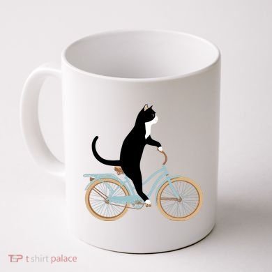 Cat On A Bike Funny Coffee Mug