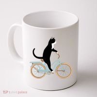 Cat On A Bike Funny Coffee Mug thumb 0