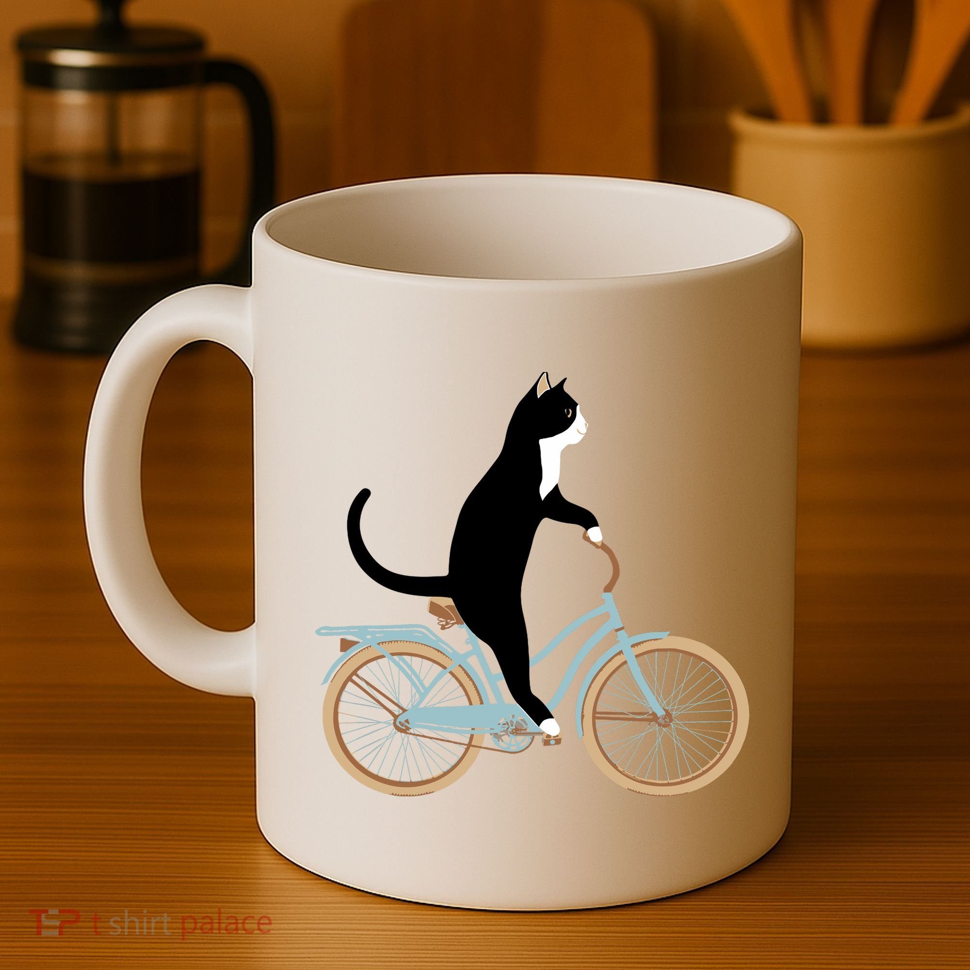 Cat On A Bike Funny Coffee Mug