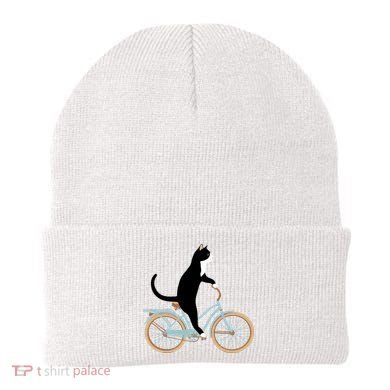 Cat On A Bike Funny Beanie