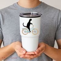 Cat On A Bike Funny Tumbler thumb 2