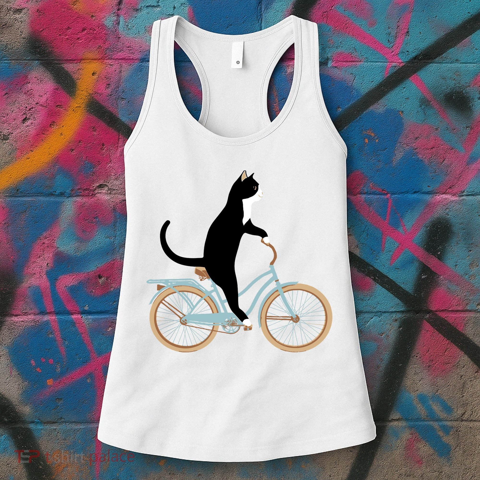 Cat On A Bike Funny Women's Tank Top