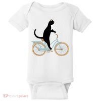 Cat On A Bike Funny Baby Bodysuit thumb 0