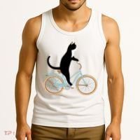 Cat On A Bike Funny Tank Top thumb 3