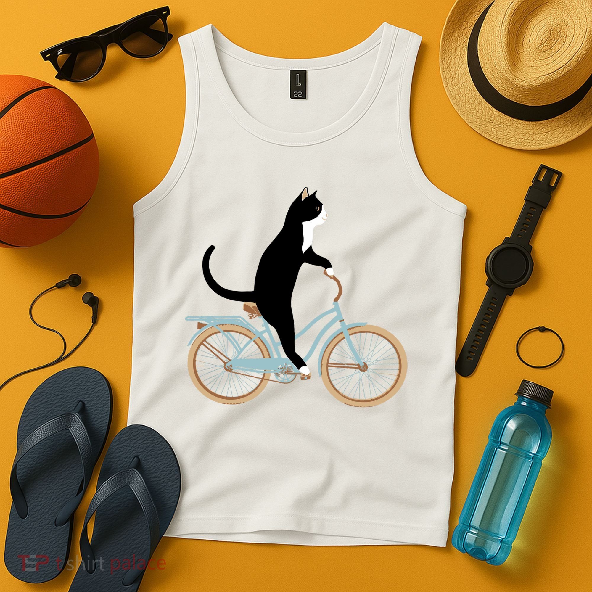 Cat On A Bike Funny Tank Top