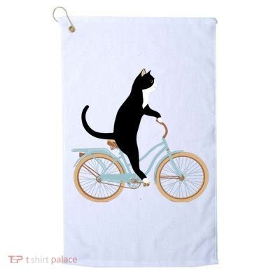 Cat On A Bike Funny Golf Towel