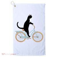 Cat On A Bike Funny Golf Towel thumb 0