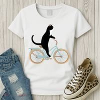 Cat On A Bike Funny Women's T-Shirt thumb 3