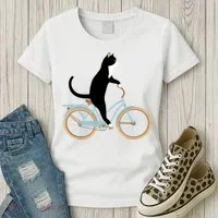 Cat On A Bike Funny Women's T-Shirt thumb 3