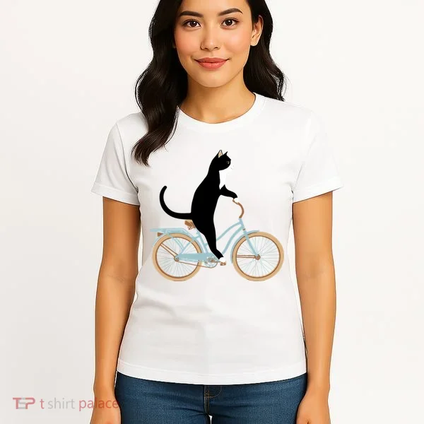 Cat On A Bike Funny Women's T-Shirt