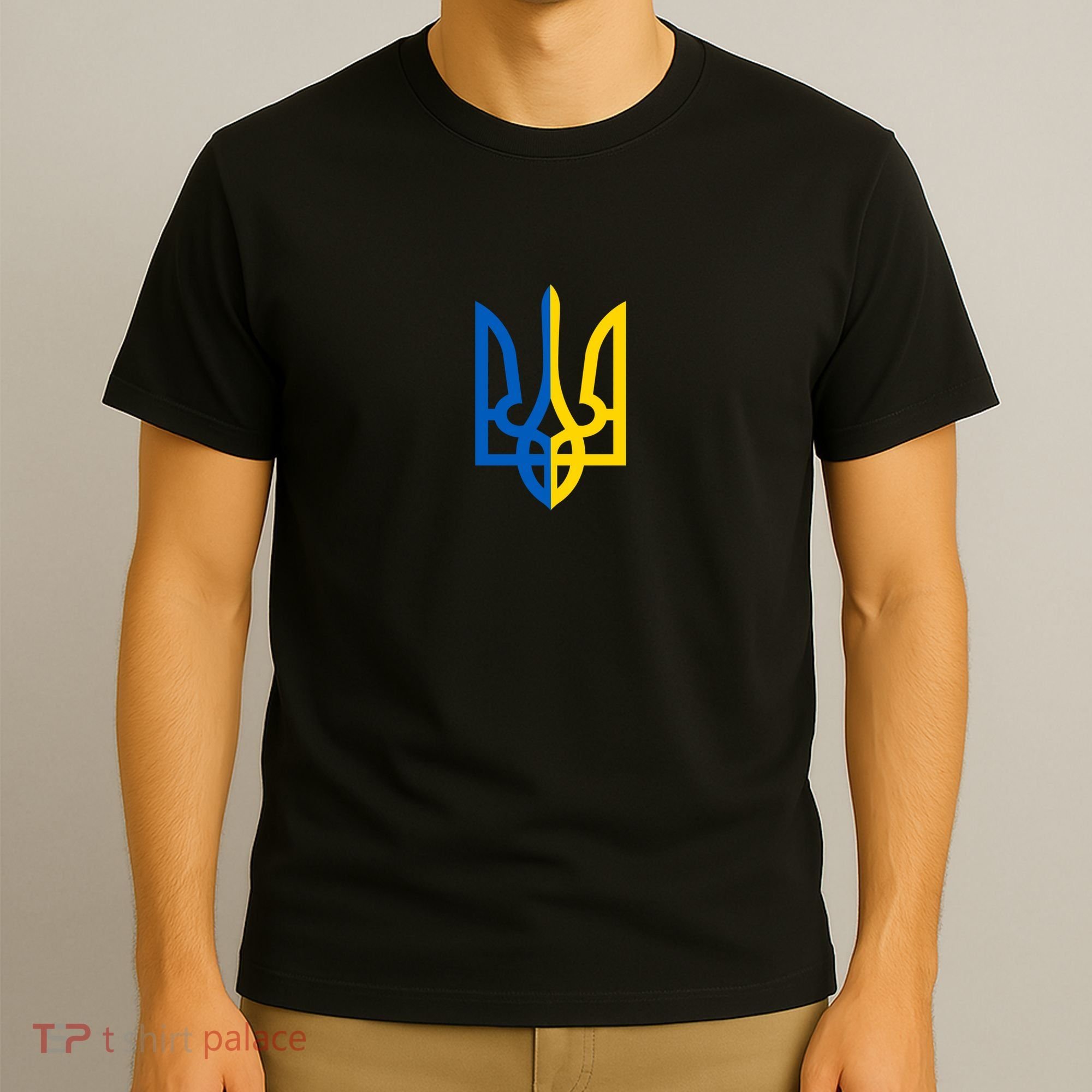 Coat Of Arms Of Ukraine Emblem Chest Print T-Shirt