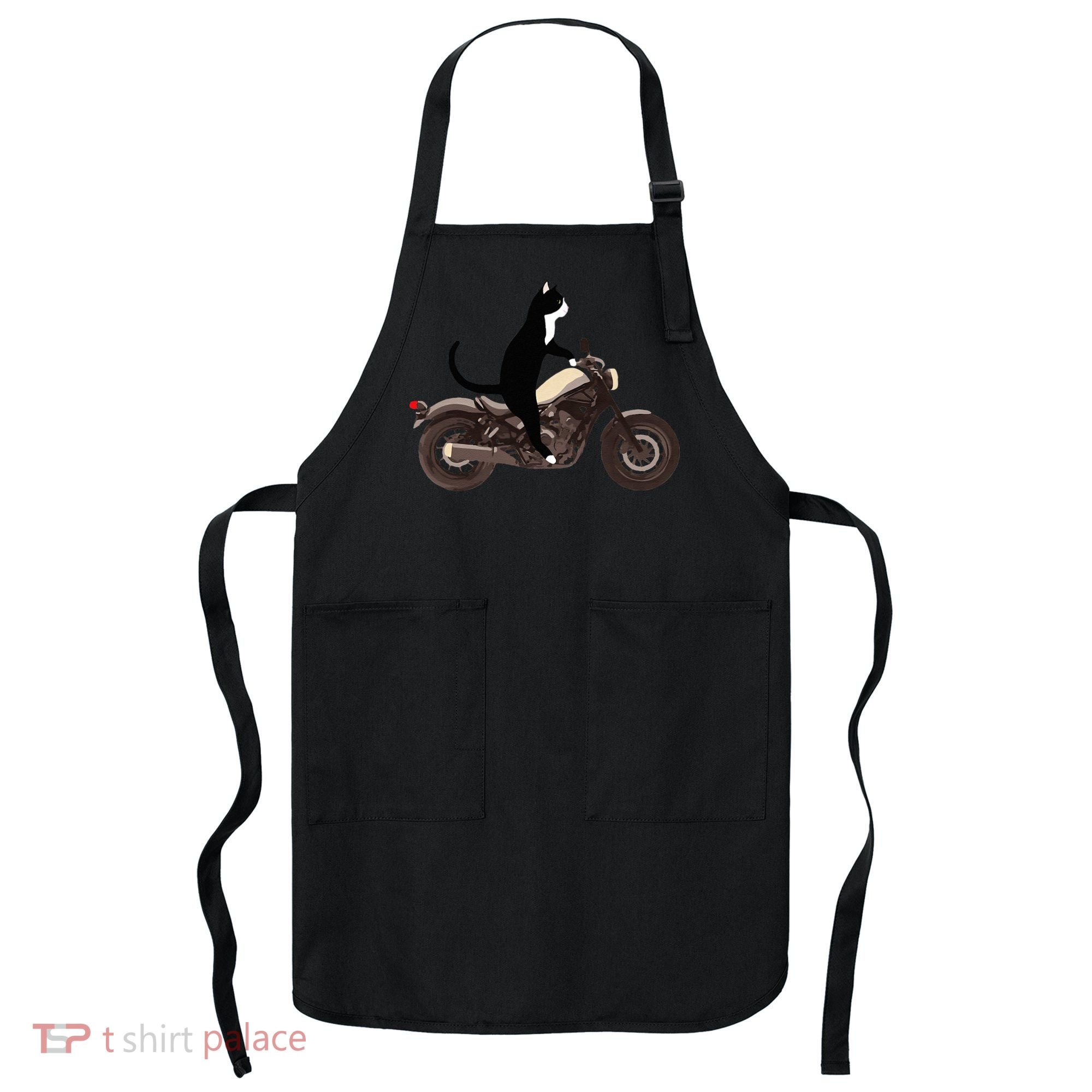 Cat On A Motorcycle Funny Apron