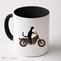 Cat On A Motorcycle Funny Coffee Mug thumb 0