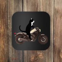 Cat On A Motorcycle Funny Coaster thumb 0