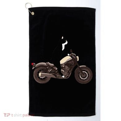 Cat On A Motorcycle Funny Golf Towel