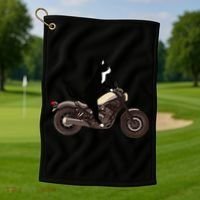 Cat On A Motorcycle Funny Golf Towel thumb 1