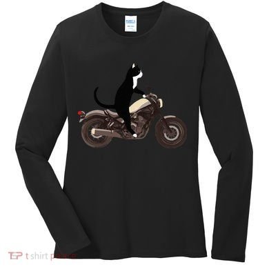 Cat On A Motorcycle Funny Women's Long Sleeve Shirt
