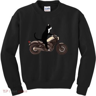 Cat On A Motorcycle Funny Kids Sweatshirt