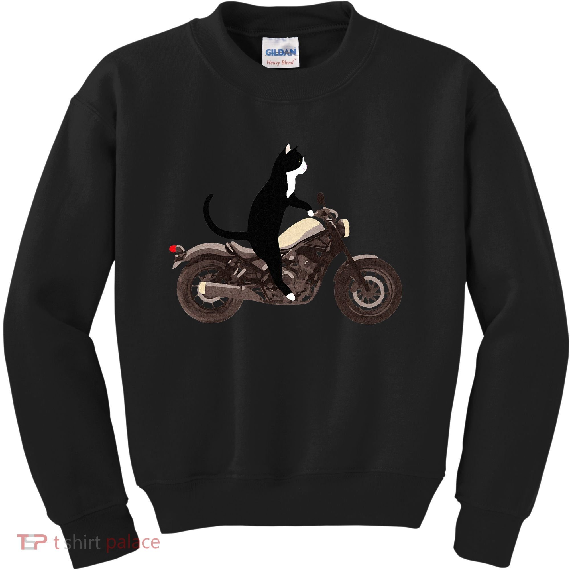 Cat On A Motorcycle Funny Kids Sweatshirt