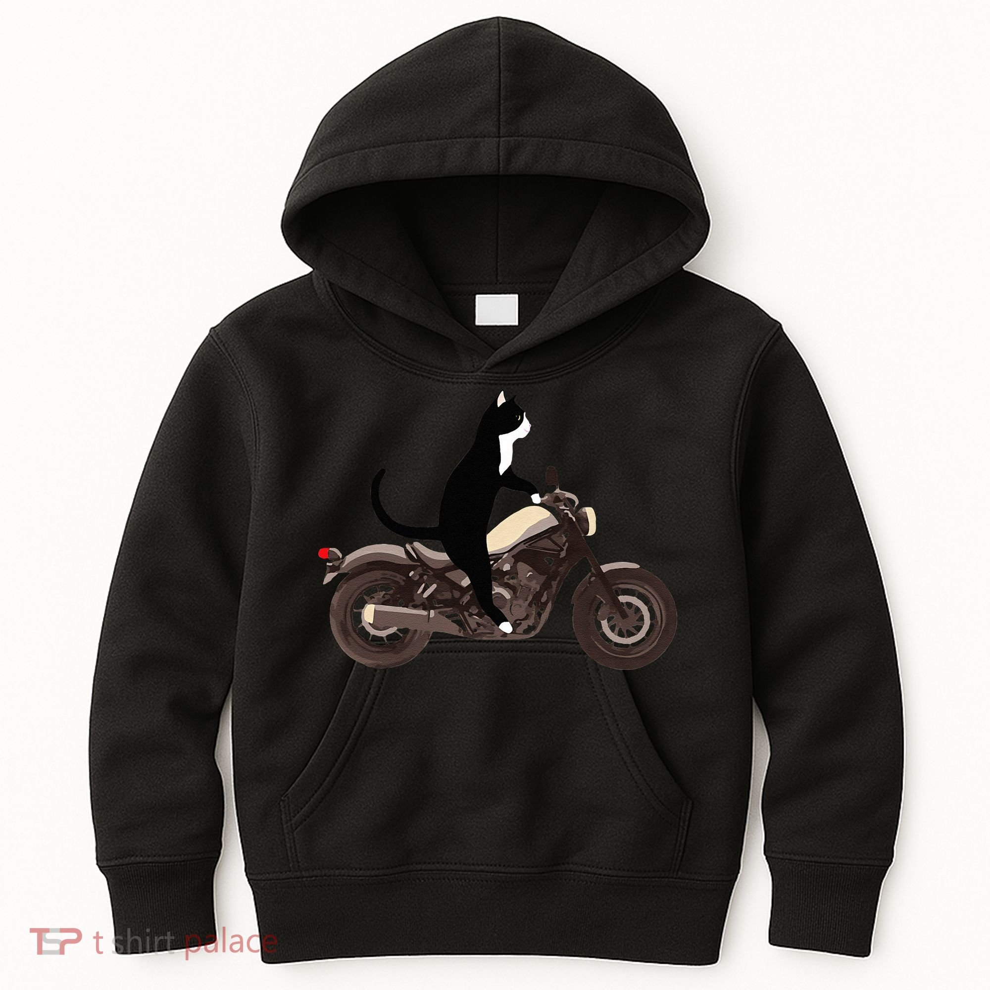 Cat On A Motorcycle Funny Kids Hoodie