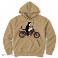 Cat On A Motorcycle Funny Hoodie thumb 0
