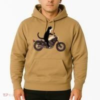 Cat On A Motorcycle Funny Hoodie thumb 2