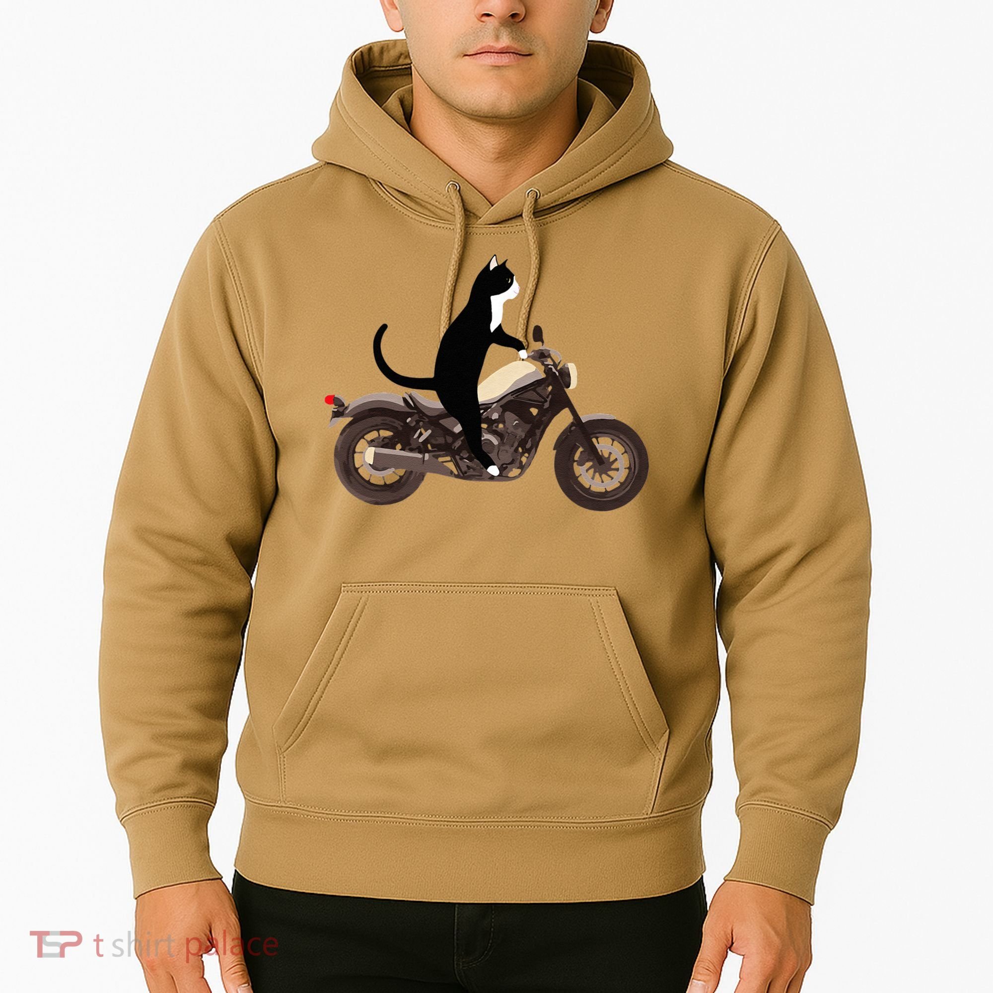 Cat On A Motorcycle Funny Hoodie