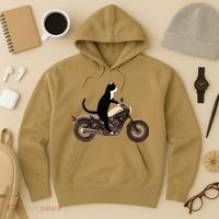 Cat On A Motorcycle Funny Hoodie thumb 3