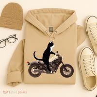 Cat On A Motorcycle Funny Hoodie thumb 4