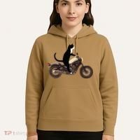 Cat On A Motorcycle Funny Hoodie thumb 5