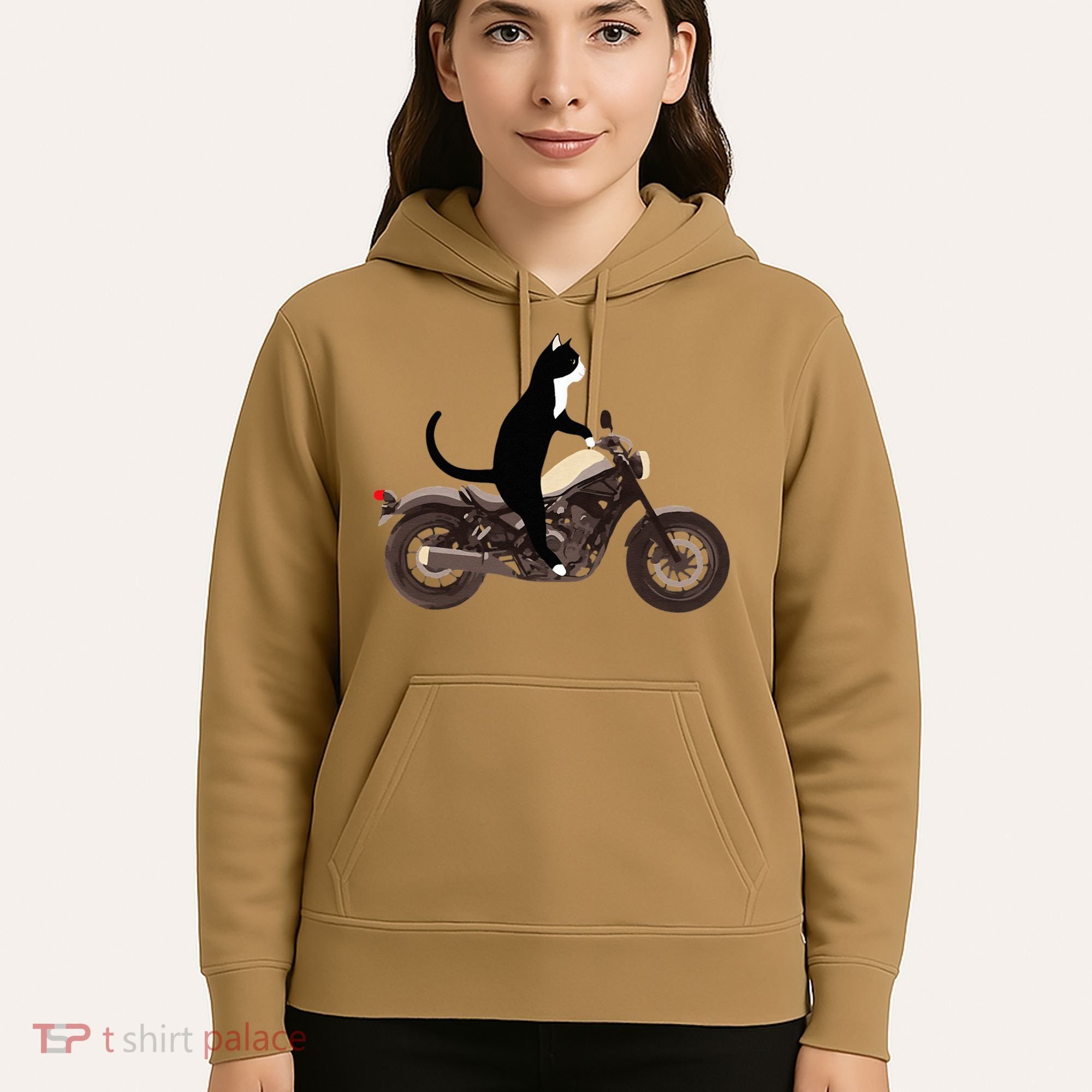 Cat On A Motorcycle Funny Hoodie