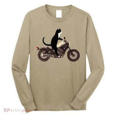 Cat On A Motorcycle Funny Long Sleeve Shirt