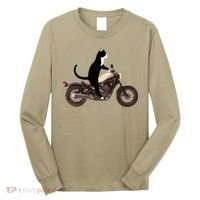 Cat On A Motorcycle Funny Long Sleeve Shirt thumb 0
