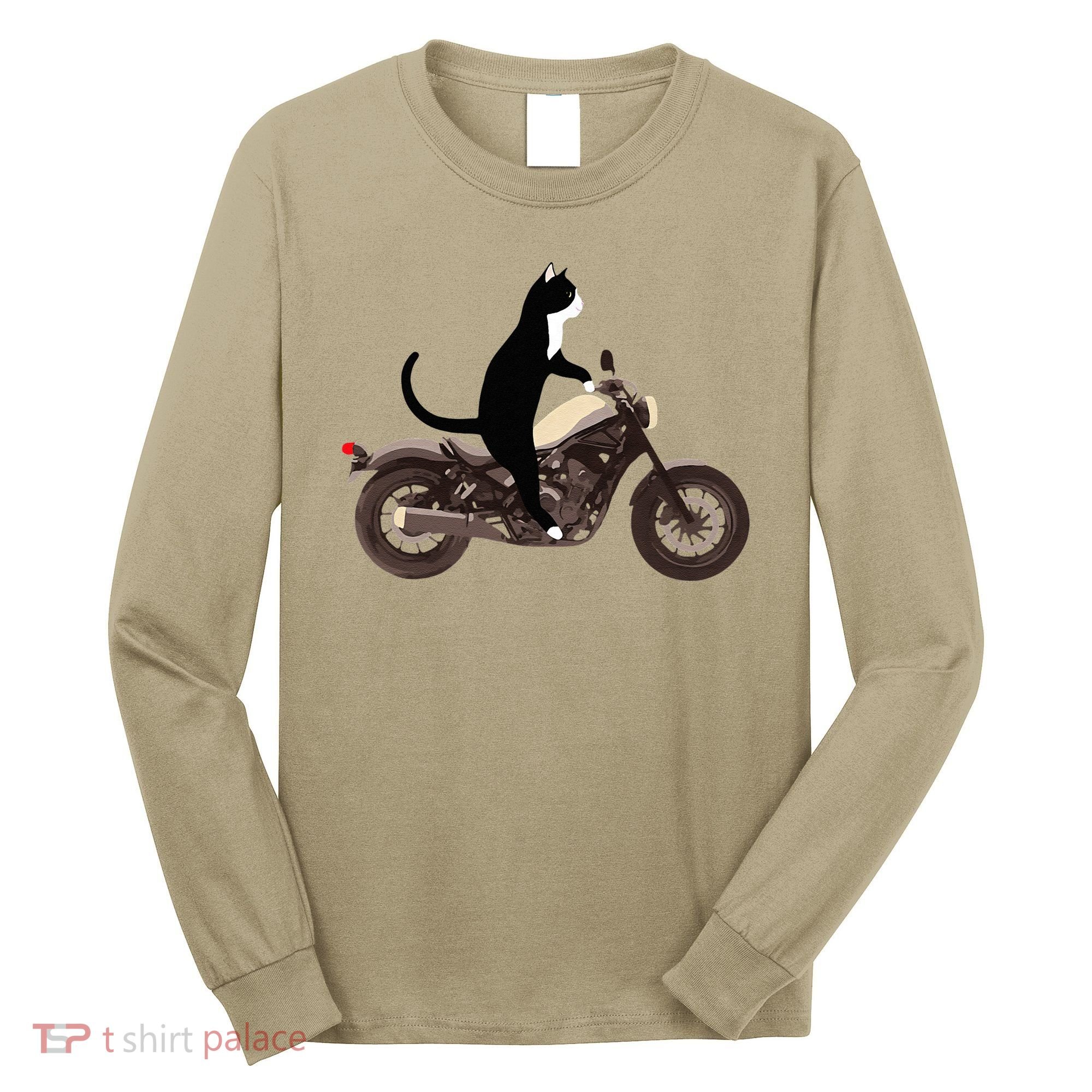 Cat On A Motorcycle Funny Long Sleeve Shirt
