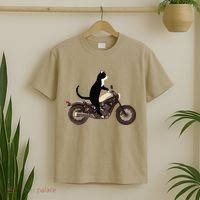 Cat On A Motorcycle Funny T-Shirt thumb 2