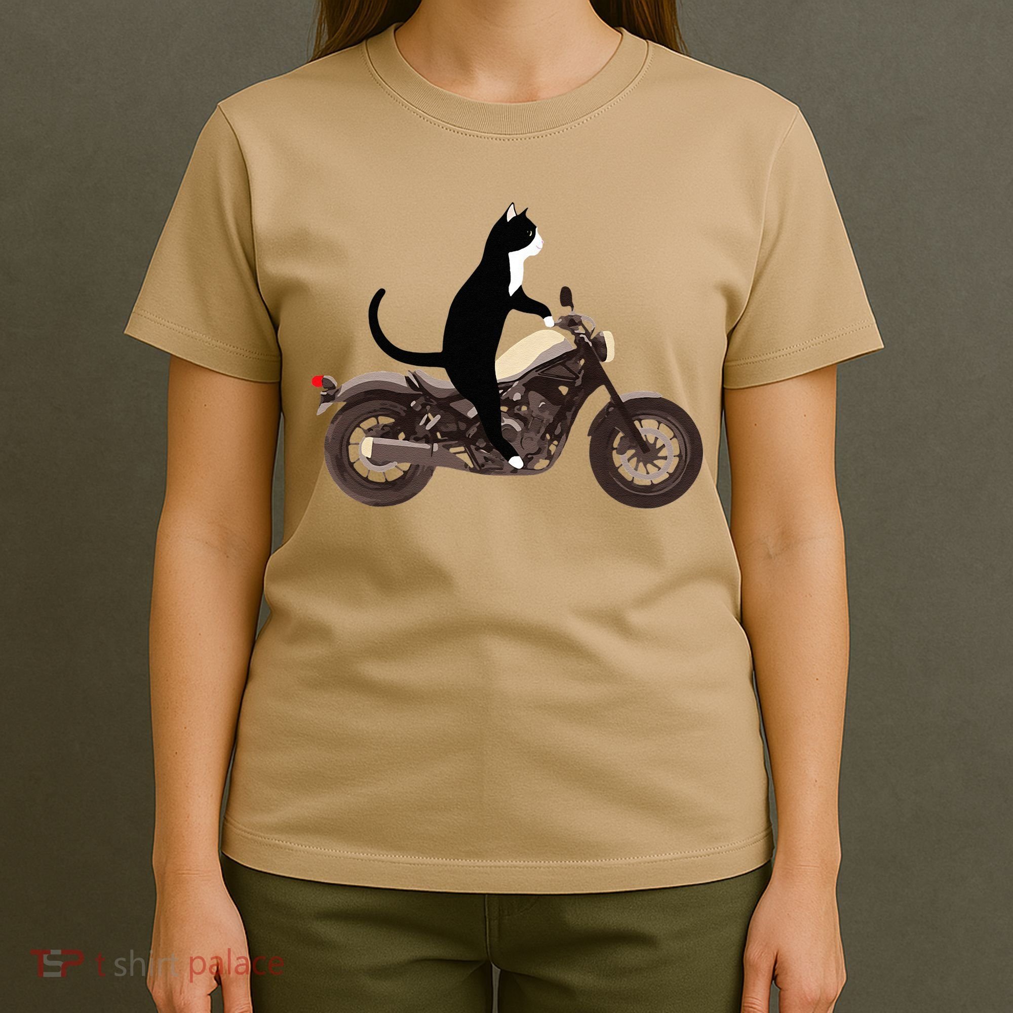 Cat On A Motorcycle Funny T-Shirt