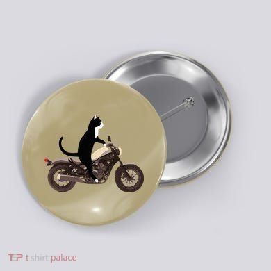 Cat On A Motorcycle Funny Button