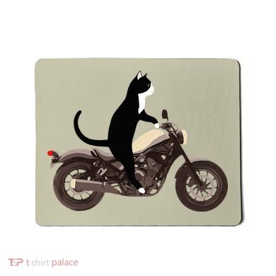 Cat On A Motorcycle Funny Mousepad