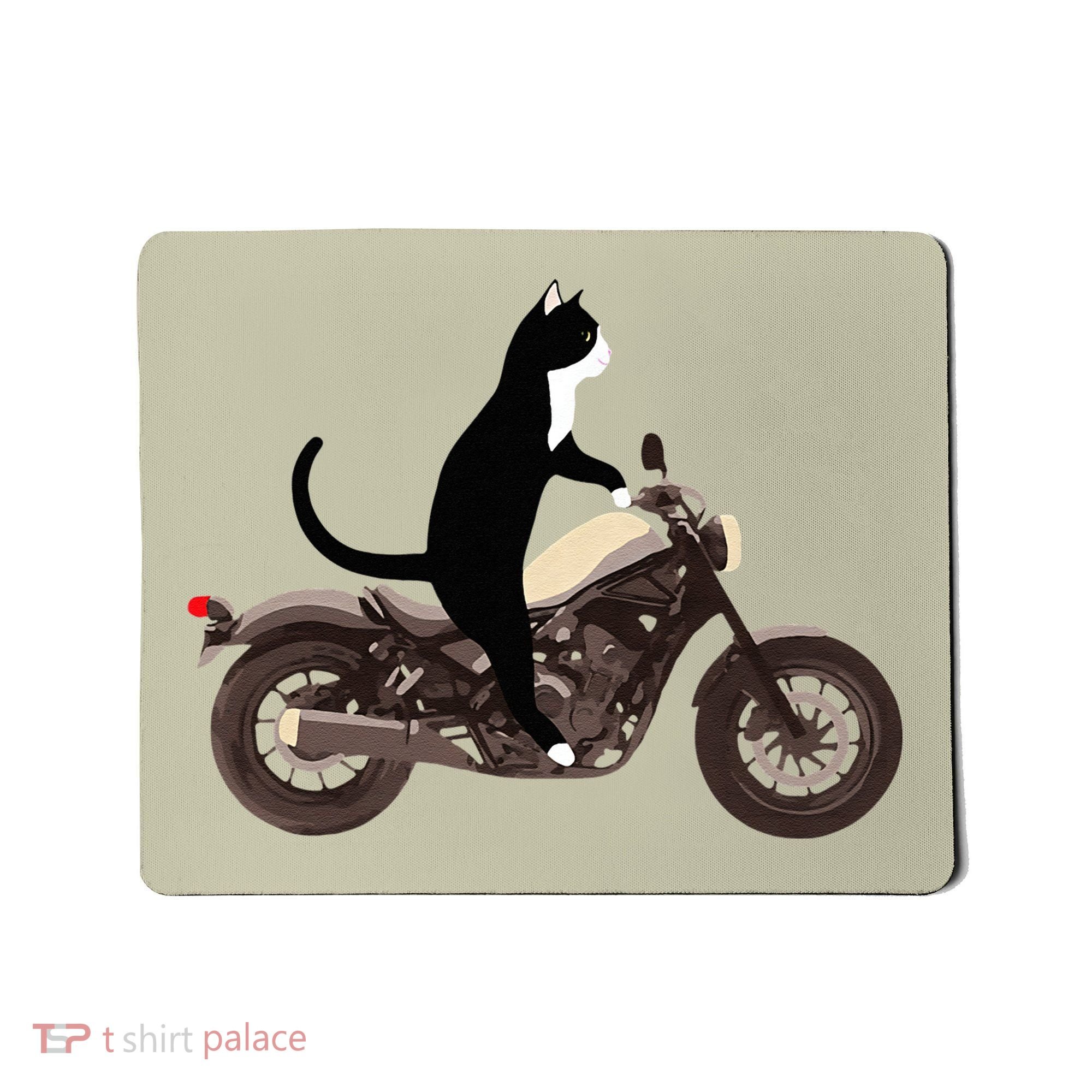 Cat On A Motorcycle Funny Mousepad