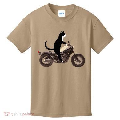 Cat On A Motorcycle Funny Kids T-Shirt