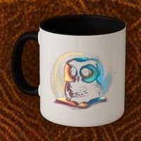 Cute Owl Animal With Book Coffee Mug thumb 2