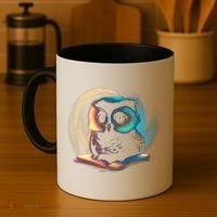 Cute Owl Animal With Book Coffee Mug thumb 4