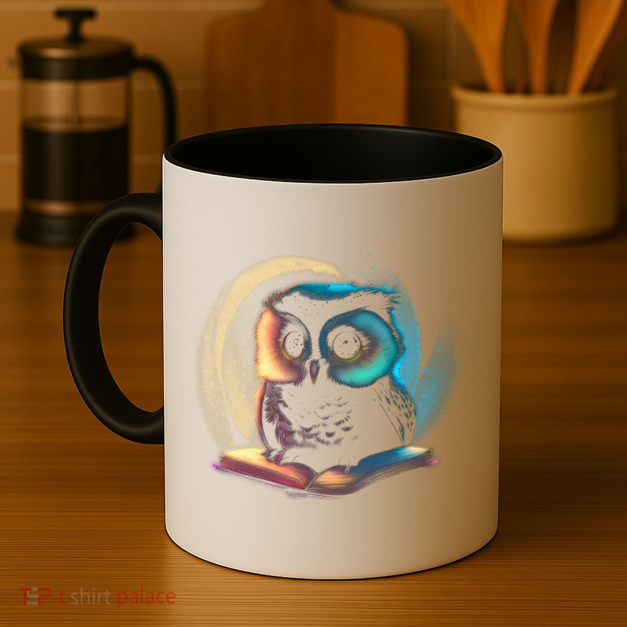 Cute Owl Animal With Book Coffee Mug