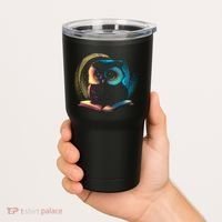 Cute Owl Animal With Book Tumbler thumb 2
