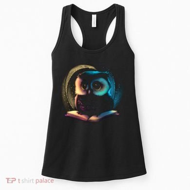Cute Owl Animal With Book Women's Tank Top