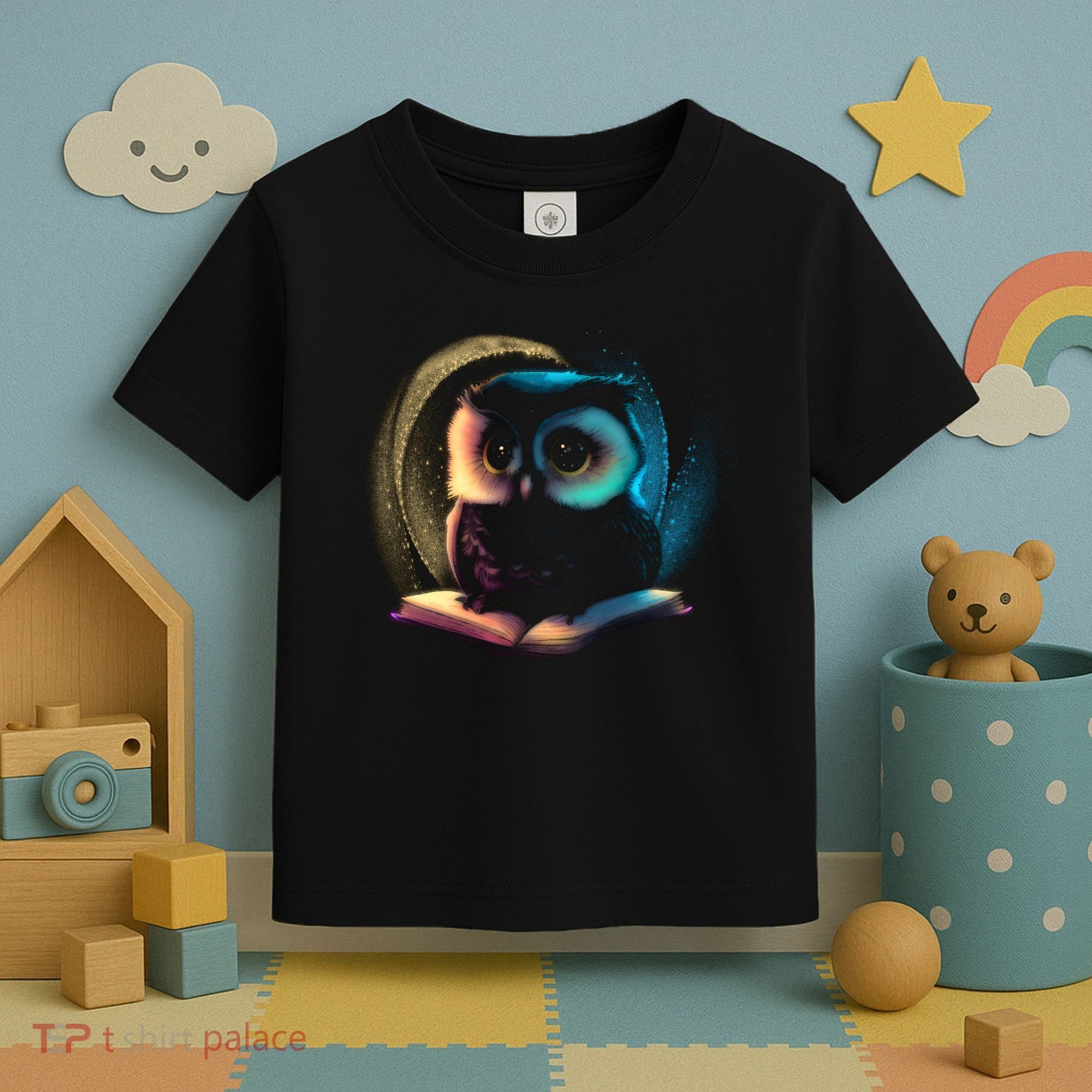 Cute Owl Animal With Book Toddler T-Shirt