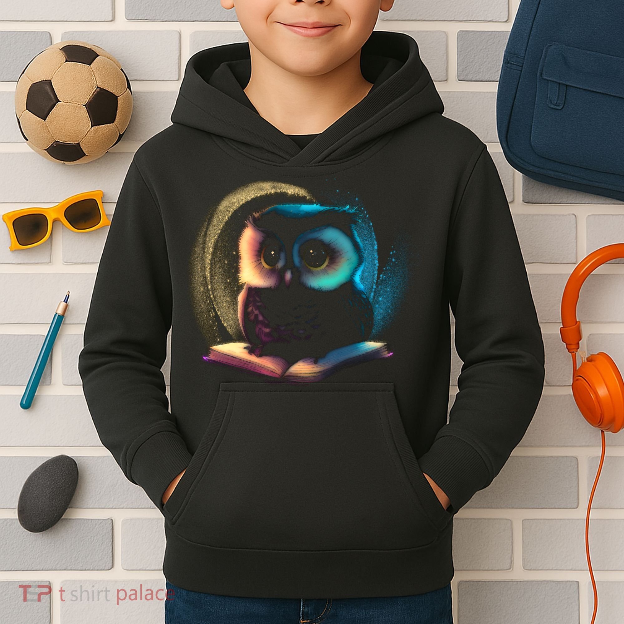 Cute Owl Animal With Book Kids Hoodie