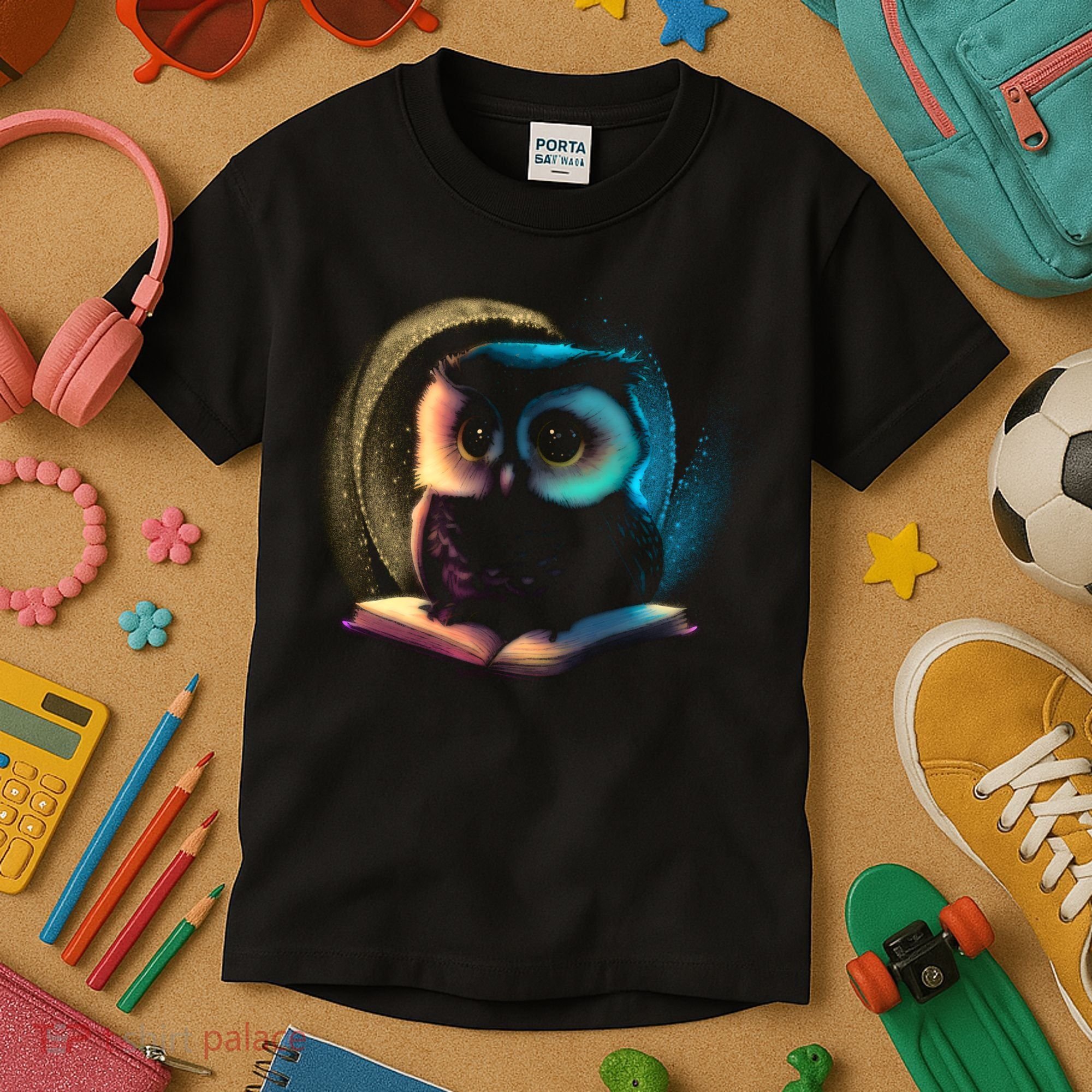 Cute Owl Animal With Book Kids T-Shirt