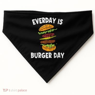 Cheese On Burger Day Fun Hamburger Lover Graphic Cool Gift USA-Made Doggie Bandana